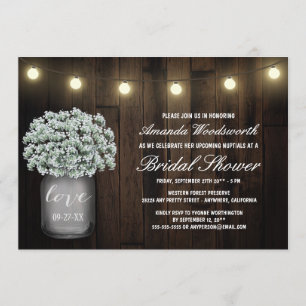 Mason Jar Babys Breath Bridal Einladungen