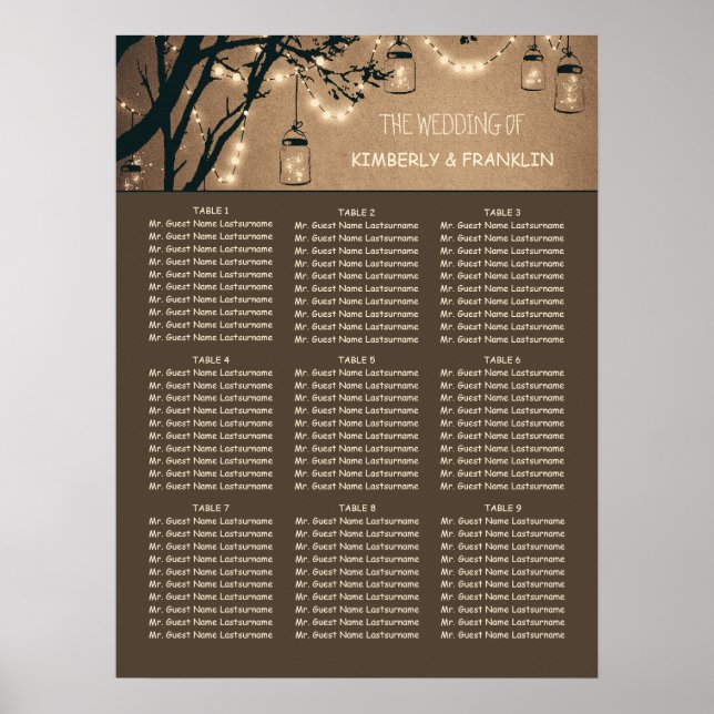 Mason Jar beleuchtet rustikale Hochzeitstabelle Poster (Vorne)