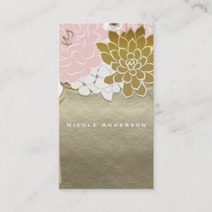 Mason Jar Blume Rustikales Blumenrosa und Goldene  Visitenkarte