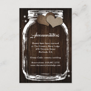 Mason Jar Burlap Cartes d'hébergement en bois rust