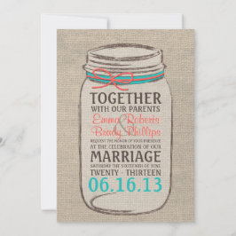 Mason Jar Burlap Rustic Wedding Einladung