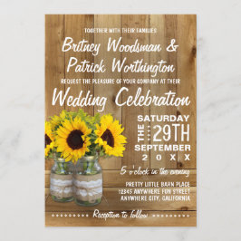 Mason Jar Burlap Sonnenblumen Einladungen für Hoch