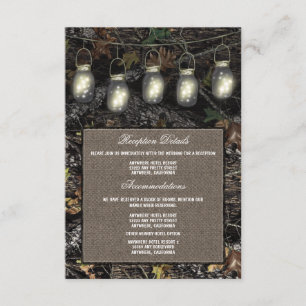 Mason Jar Camo Hochzeitsempfang Beilagekarten Einladung