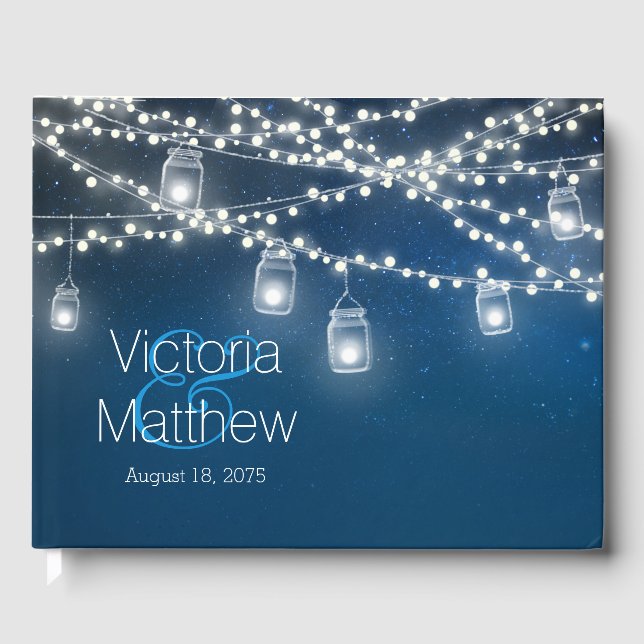 Mason Jar Chaîne Lumière Mariage Livre d'invité (Recto)