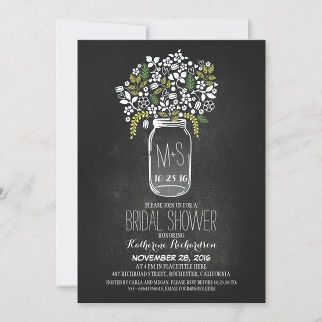 mason jar chalkboard invitation de douche nuptiale (Devant)