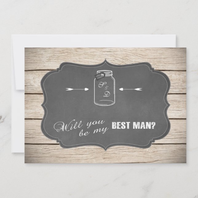 Mason Jar Chalkoard wirst du mein Trauzeuge sein? Einladung (Vorderseite)