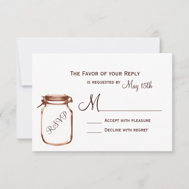 Mason Jar Country Rustic Wedding RSVP Cards Karte (Vorderseite)