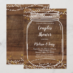 Mason Jar Couple Dusche Einladungskarte