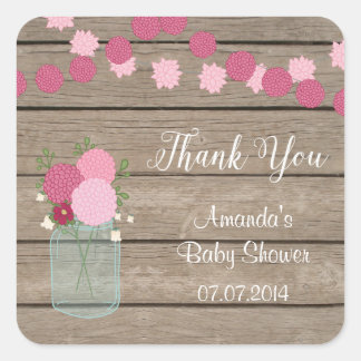 Mason Jar Dahlia Kinderdusche Danke Stickers