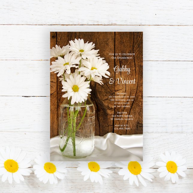 Mason Jar Daisies Country Verlobung Barn Party Einladung (Von Creator hochgeladen)