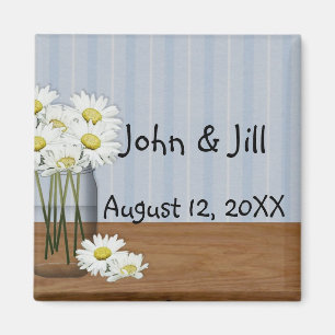 Mason Jar Daisies Favor Magnet
