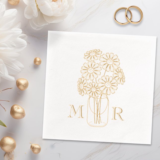 Mason Jar Daisies Monogrammes Initiales Mariage (Créateur téléchargé)