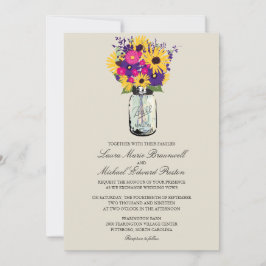 Mason Jar Daisies und Sonnenblumen Hochzeiten Einladung