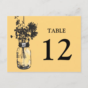 Mason Jar et carte de table Fleur sauvage