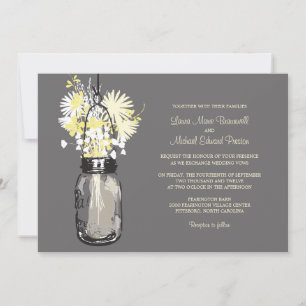 Mason Jar et invitations de mariage Fleurs sauvage