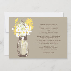 Mason Jar et invitations de mariage Fleurs sauvage