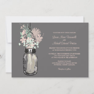 Mason Jar et invitations de mariage Fleurs sauvage