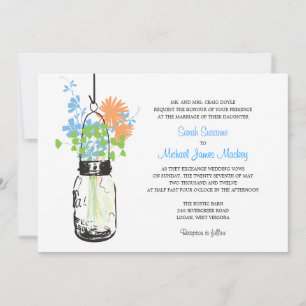 Mason Jar et invitations de mariage Fleurs sauvage
