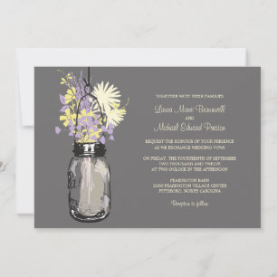 Mason Jar et invitations de mariage Fleurs sauvage