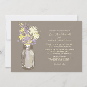 Mason Jar et les invitations aux mariages Fleurs s