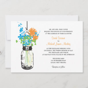 Mason Jar et les invitations aux mariages Fleurs s