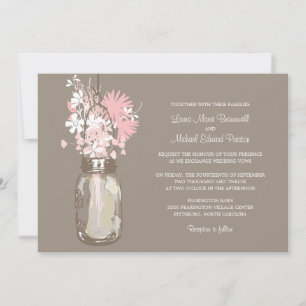 Mason Jar et les invitations aux mariages Fleurs s