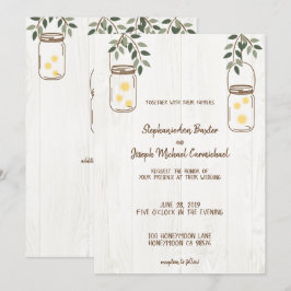 Mason Jar et lucioles Invitations de mariage rusti