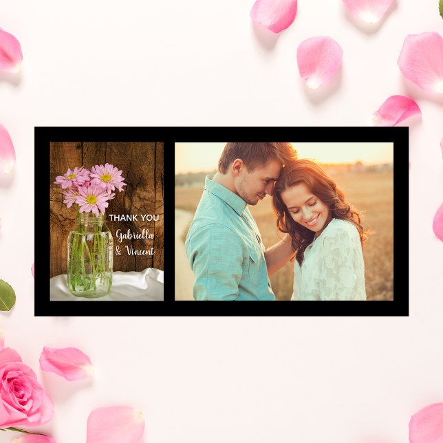 Mason Jar et rose Daisies Barn Mariage Merci (Créateur téléchargé)