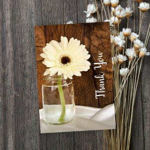 Mason Jar et White Daisy Barn Mariage Merci