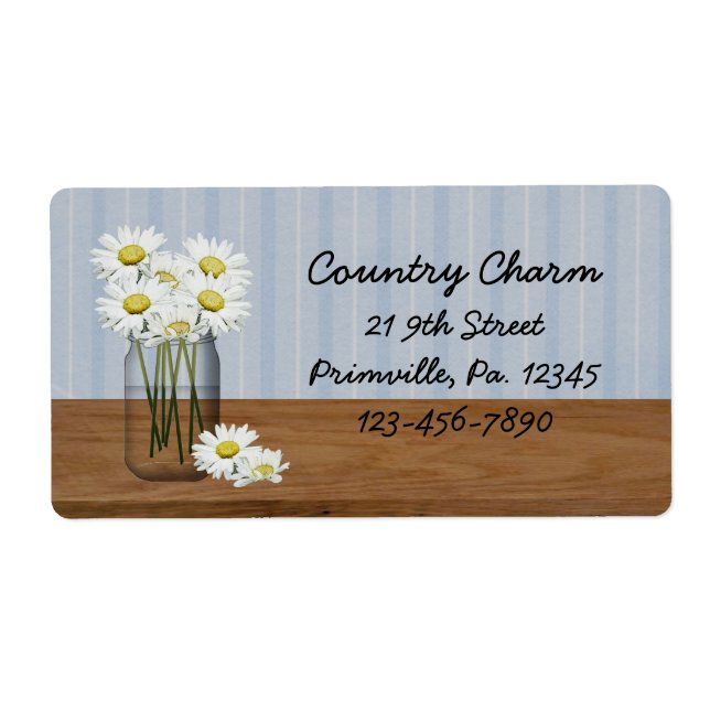 Mason Jar, Étiquette De Daisies (Devant)