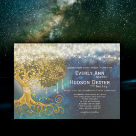 Mason Jar Fairytale Blue Opulence & Gold Wedding Einladung