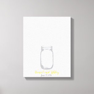 Mason Jar Fire Flies Wedding Fingerprint Gäestbook Leinwanddruck
