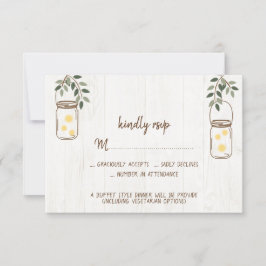 Mason Jar & Fireflies Mariage rustique Cartes RSVP