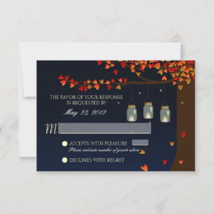 Mason Jar Fireflies Oak Tree UAWG RSVP Karte
