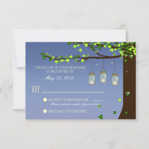 Mason Jar Fireflies Oak Tree UAWG RSVP Karte