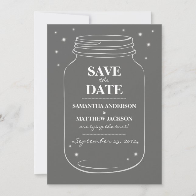 Mason Jar Fireflies speichern die Datumskarten - g Save The Date (Vorderseite)