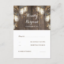 Mason Jar Firefly Lights Rustic Wedding RSVP
