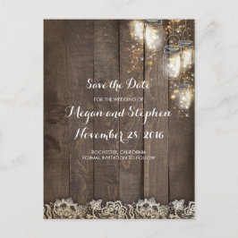Mason Jar Firefly Lights Save the Date Ankündigungspostkarte