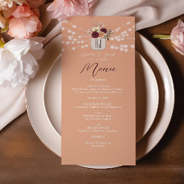 Mason Jar Floral Wedding Menu Menükarte