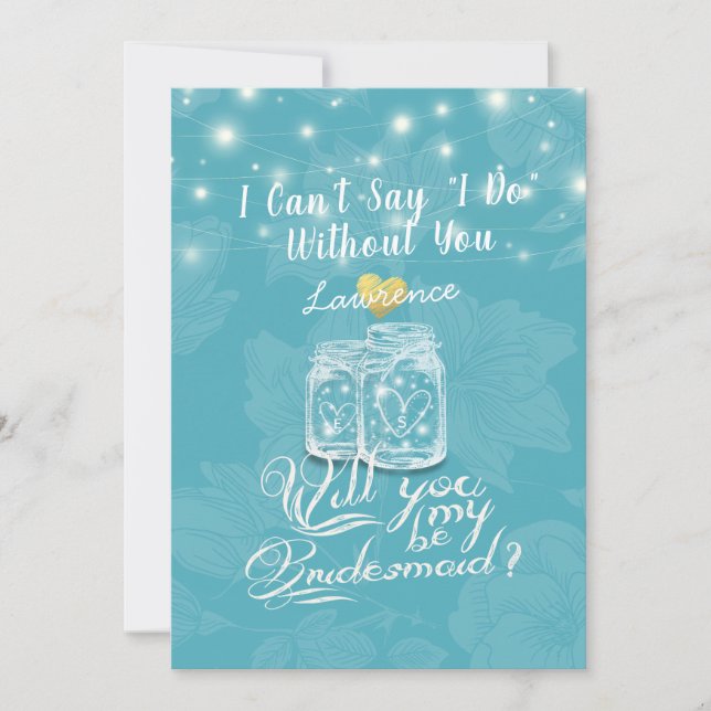 Mason Jar Floral werden Sie meine Hochzeit mit mei Einladung (Vorderseite)