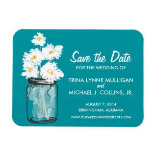 Mason Jar füllte sich Save the Date mit White Dais Magnet