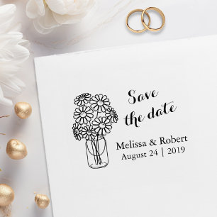 Mason Jar Gänseblümchen Blumen Hochzeitseinladung Gummistempel