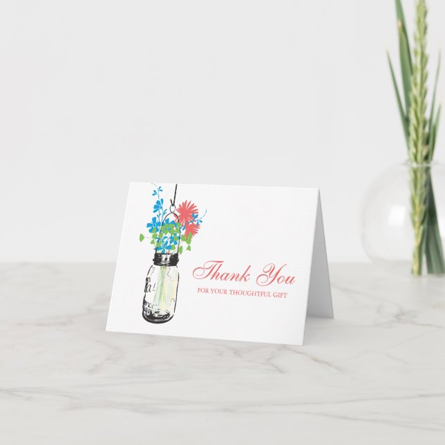 Mason Jar gefüllt mit Wilblumen Dankeskarte (Vorderseite)