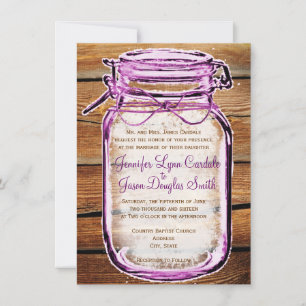Mason Jar Grange Bois Rustique Invitations de mari
