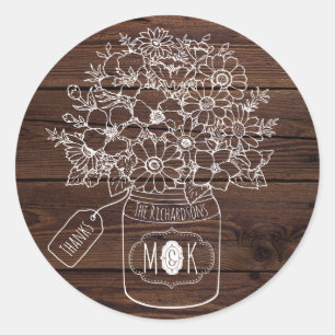 Mason Jar Hochzeit Jubiläum Wildblumen Rustikal Runder Aufkleber