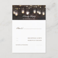 Mason Jar illumine le mariage rustique RSVP