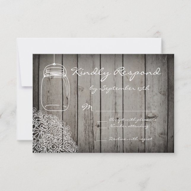 Mason Jar Lace Grange de mariage en bois RSVP Cart (Devant)