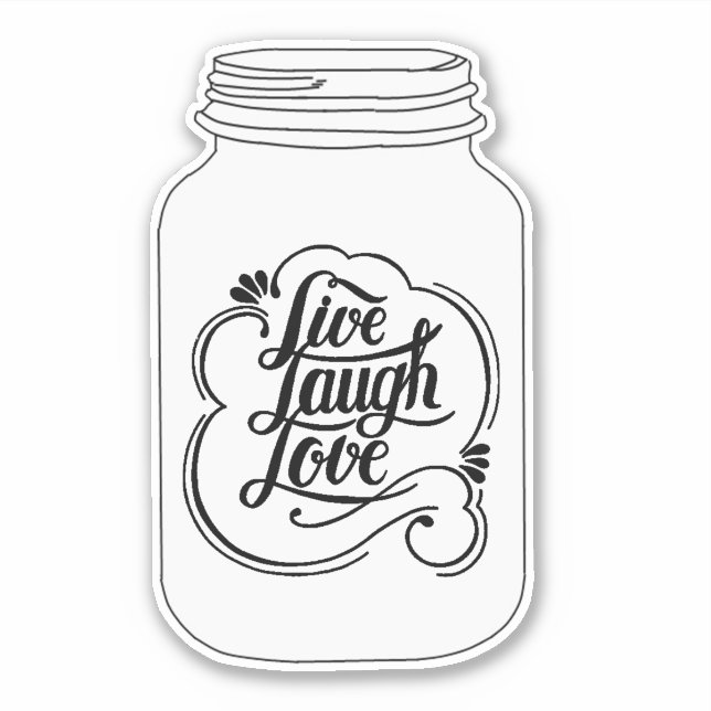 Mason jar lacht Liebe Aufkleber (Vorderseite)