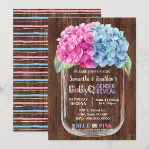 Mason jar Land chic Geschlecht offenbaren rosa ode Einladung