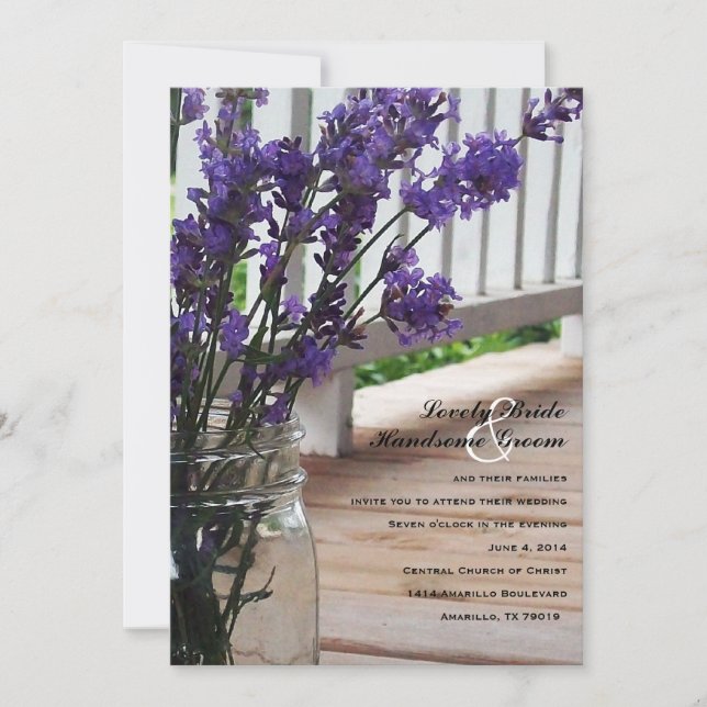 Mason Jar Lavender Porch Hochzeit Einladung (Vorderseite)